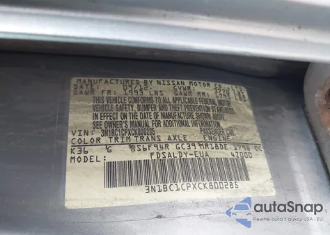 2012 Nissan Versa 1.8 S from USA, damaged, VIN 3N1BC1CPXCK800285